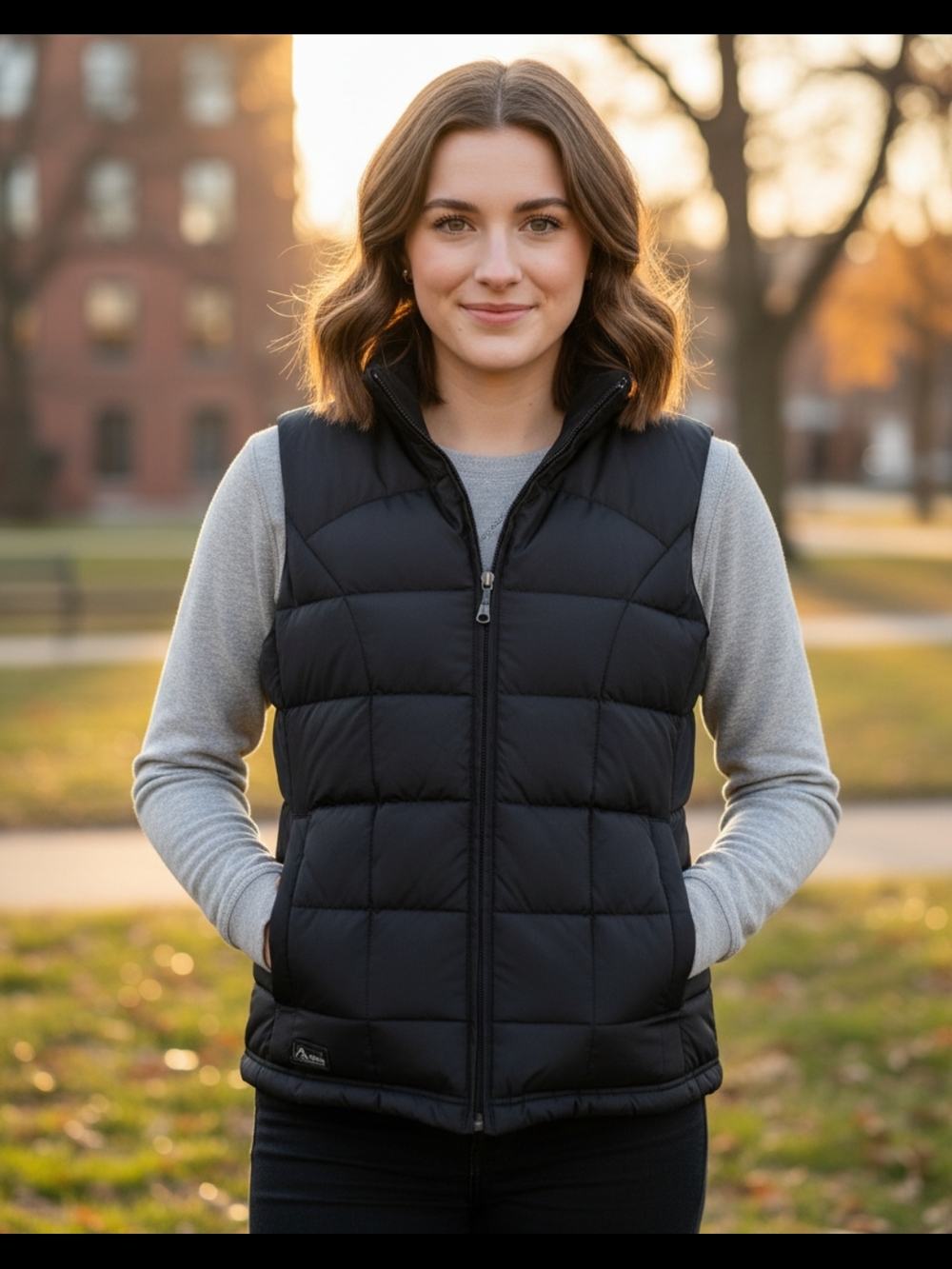 Classic Black Quilted Puffer Vest for Women